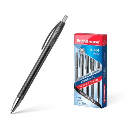 Ручка гелевая автоматическая ErichKrause® R-301 Original Gel Matic 0.5, цвет чернил черный (в коробк